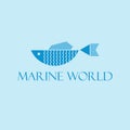 Marine world vector logo design. Abstract geometric fish logotype. Royalty Free Stock Photo