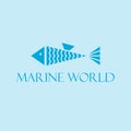 Marine world vector logo design. Abstract geometric fish logotype. Royalty Free Stock Photo