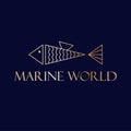 Marine world vector logo design. Abstract geometric fish logotype. Royalty Free Stock Photo