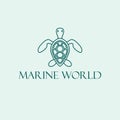 Marine World vector logo design. Turtle logotype.