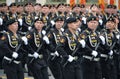 Marines of the Kirkenes Red Banner Marine Corps 61 Brigade of the coastal forces of the Northern Fleet during the parade on Red Sq