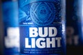 Marinette,WI/U.S.A.-Nov9,2019: Bottles of Bud Light beer, an American light beer