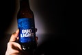 Marinette,WI/U.S.A.-Nov9,2019: Bottles of Bud Light beer, an American light beer