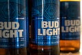 Marinette,WI/U.S.A.-Nov9,2019: Bottles of Bud Light beer, an American light beer