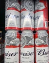 Marinette,WI/USA- Nov9,2019: Cans of Budweiser beer - an American style pale lager alcoholic beverage produced by brewer Anheuser