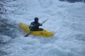 Marinovo selo, Croatia November 11th 2023. A kayaker negotiates his way through whitewater rapids on the Rjecina river Royalty Free Stock Photo