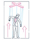 Marionette businessman - line design style illustration