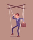 Marionette businessman, manipulated or controlled puppet worked by strings Royalty Free Stock Photo