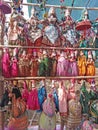 Marionette dolls for sale on Wednesday Flea Market in Anjuna, Goa, India. Royalty Free Stock Photo