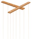 Marionette Strings Wooden Control Bar Without Puppet Royalty Free Stock Photo
