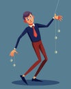 A marionettelike individual their natural grace stifled by the puppet strings attached to their joints.. Vector