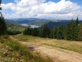 Marisel ski slope and Belis lake in summer Royalty Free Stock Photo