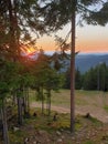 Marisel ski slope in summer at sunset, Romania Royalty Free Stock Photo