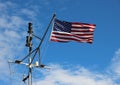 Maritime American Stars and Stripes Flag on Ship Pole