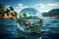 Maritime beauty Earth globe in waters embrace, a picturesque ocean moment