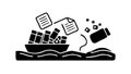 Maritime disaster vector: capsized ship with cargo loss, symbolizing crisis, vector design Generative AI Royalty Free Stock Photo