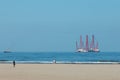 Maritime heavy industry construction barge off dutch coast Royalty Free Stock Photo