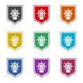 Maritime heraldic shield emblem. Nautical icon, color set Royalty Free Stock Photo