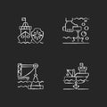 Maritime industry chalk white icons set on black background Royalty Free Stock Photo