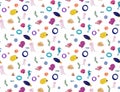 Digital pattern for children. Colorful fishes and shells illustration on the white background