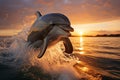 Maritime marvel, a dolphins portrait as it gracefully leaps