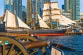 The Maritime Museum of San Diego and tall modern apartment buildings Royalty Free Stock Photo