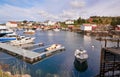 Maritime on the Norwegian fjord. Moored boats Royalty Free Stock Photo