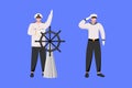 Maritime professions flat vector illustration