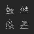 Maritime sector chalk white icons set on black background Royalty Free Stock Photo