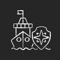 Maritime security chalk white icon on black background