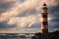 Maritime sentinel Iconic lighthouse watches over the endless, rolling waves Royalty Free Stock Photo