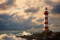 Maritime sentinel Iconic lighthouse watches over the endless, rolling waves Royalty Free Stock Photo