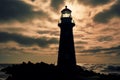 Maritime sentinel Silhouetted lighthouse stands tall against the seas horizon