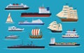 Maritime ships at sea, shipping boats, ocean transport. Royalty Free Stock Photo
