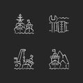 Maritime structures and regulation chalk white icons set on black background