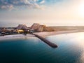 Marjan Island beach and waterfront in Ras al Khaimah emirate in the UAE aerial view Royalty Free Stock Photo