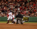 Mark Bellhorn tags out Travis Hafner.