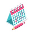 Mark calendar isometric icon. Vector illustration cartoon style Royalty Free Stock Photo