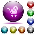 Mark cart item icon in glass sphere buttons