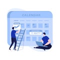 Mark date on calendar teamwork illustration