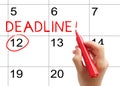 Mark the deadline on the calendar Royalty Free Stock Photo