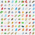 100 mark icons set, isometric 3d style Royalty Free Stock Photo