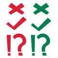 Check, cross, exclamation, question mark set Royalty Free Stock Photo