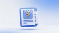 3DFAQ Icon with Question Mark and Document on Blue Background Keywords: FAQ, frequently asked questions Royalty Free Stock Photo