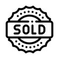 Mark sold icon vector outline illustration