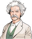 Mark Twain cartoon portrait, vector Royalty Free Stock Photo