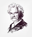 Mark Twain vector sketch illustration portrait Royalty Free Stock Photo