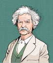 Mark Twain cartoon portrait, vector Royalty Free Stock Photo