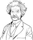 Mark Twain cartoon portrait, vector Royalty Free Stock Photo