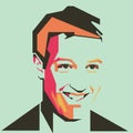 Facebook CEO Mark Zuckerberg simple colour vector illustration Royalty Free Stock Photo